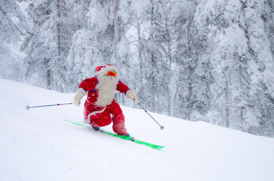 Skifahren mit dem Weihnachtsmann