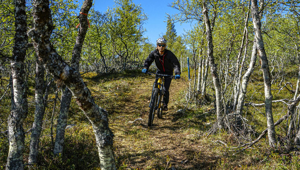 Bike park Saariselän reiteillä on pyritty hyödyntämään maaston luonnollisia muotoja.