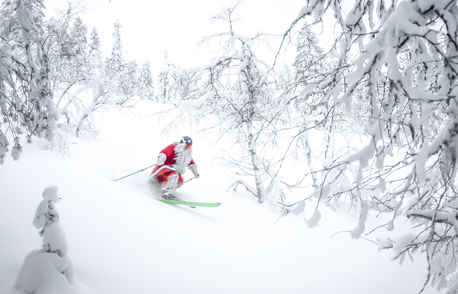 Joulupukki on yksi ensimmäisiä telemark-hiihtäjiä. Uskokoon ken haluaa.