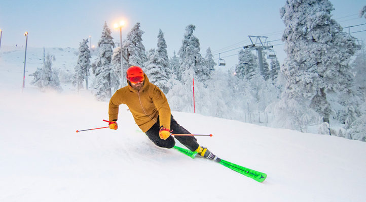 Rinnealueille keskittyvän laskijan kannattaa valita alleen jäykähkö ja kapea rinnesuksi. Suksien lisäksi kiinnitä huomiota siteisiin, sillä kaikkiin suksiin ei tellusiteet sovi.